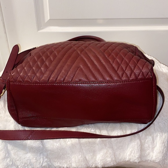 Vince Camuto Burgundy Quilted Darcey Satchel - Picture 5 of 6